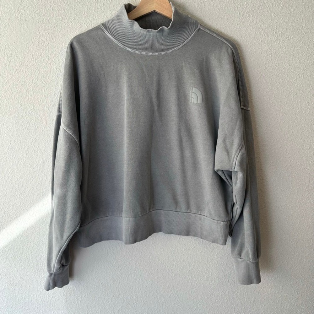 The North Face Womens Grey Mock Neck‎ Relaxed Fit Sweatshirt Size M NF0A5J6N
